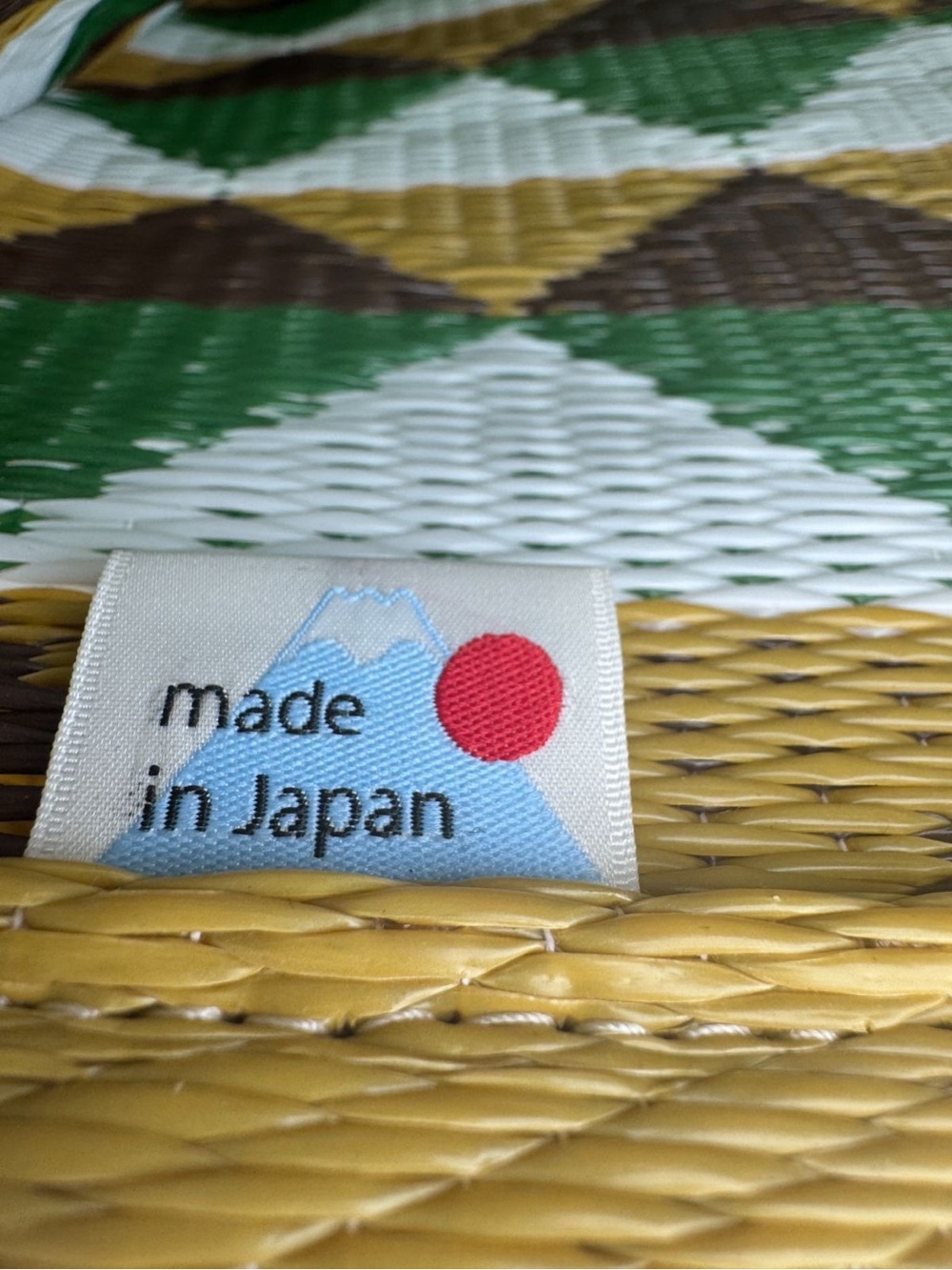 Marni Market Flower Café Geometric Woven Tote Bag Made Japan Green Yellow Brown - Picture 11 of 12